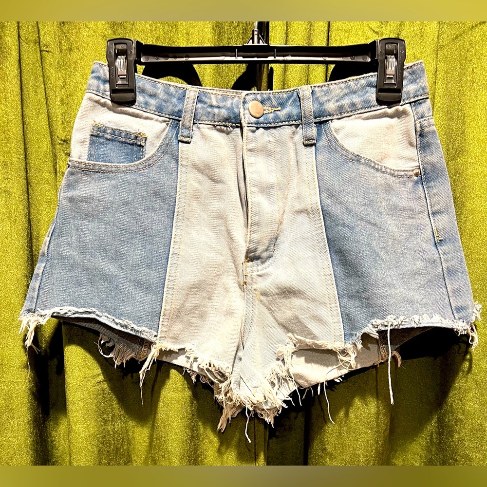 SHEIN Blue Jean Shorts High-Waisted Distressed